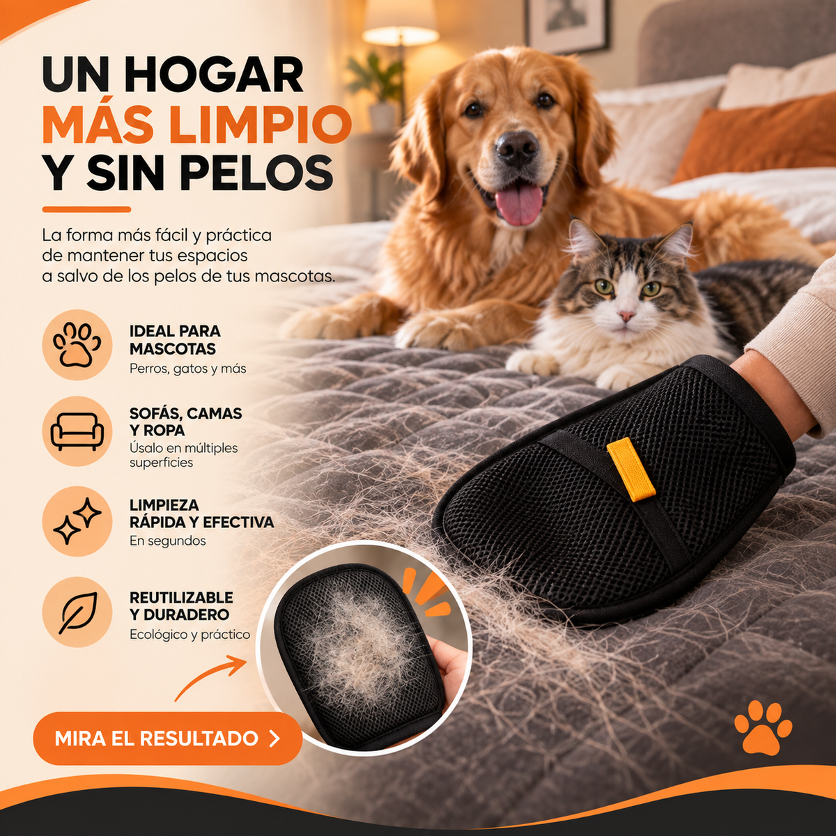 Guante Removedor de Pelos para Mascotas
